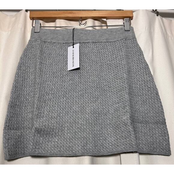 NWT WeWoreWhat Womens Cable Knit Skirt Mini‎ Heather Grey Medium - Picture 4 of 8